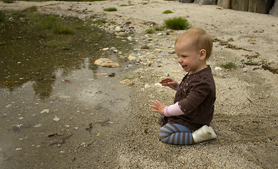 Image showing Toddler on beach