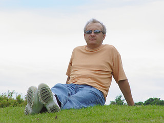 Image showing A man on the grass