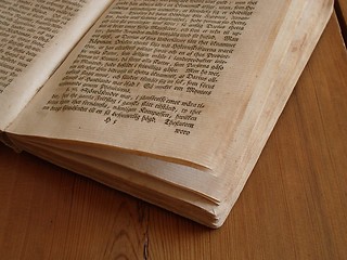 Image showing Old book lying on a table