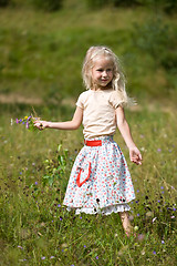 Image showing girl with wild flowers