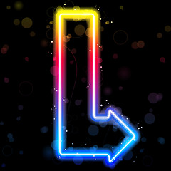 Image showing Neon Arrow on Rainbow Colors with Sparkles.