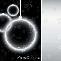 Image showing Silver Neon Christmas Ball Card on Black Background