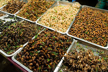 Image showing Insects sold as snacks in Thailand
