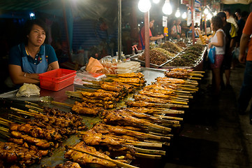 Image showing Food sales at temple fair in Thailand
