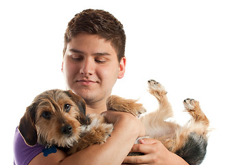 Image showing Man Holding His Dog