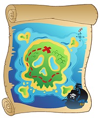 Image showing Old parchment with pirate map
