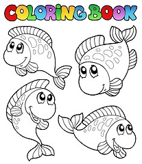 Image showing Coloring book with four fishes