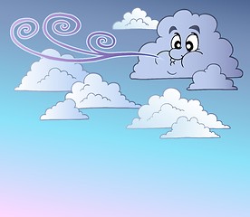 Image showing Windy sky with cartoon clouds