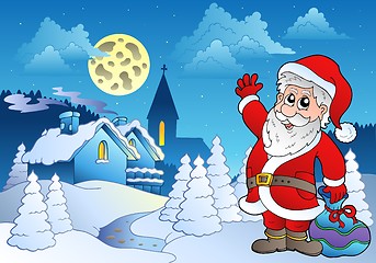 Image showing Santa Claus near small village 2