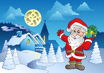 Image showing Santa Claus near small village 1