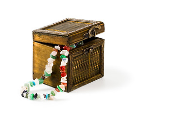 Image showing wooden box with fashion beads