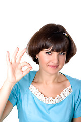 Image showing brunette shiwing ok gesture