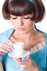 Image showing woman enjoying a cup of coffee