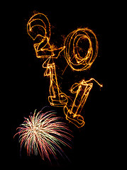 Image showing Year 2011 vertically and fireworks