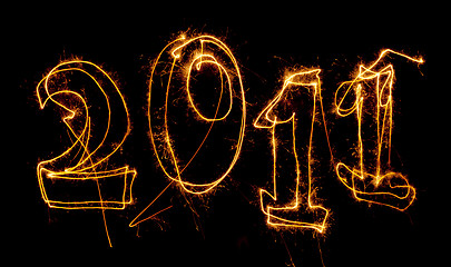 Image showing Year 2011 written with sparklers