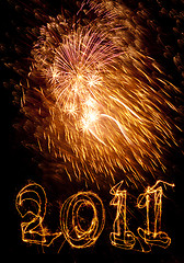 Image showing Big firework expldes with 2011 below