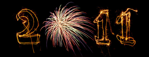 Image showing Fireworks and sparklers write 2011