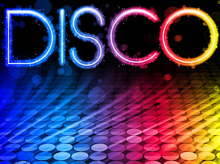 Image showing Disco Abstract Colorful Waves on Black Background