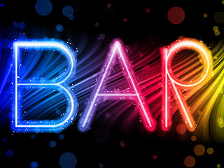 Image showing Bar Sign Abstract Colorful Waves on Black Background