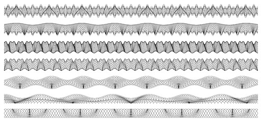 Image showing Set of guilloche borders