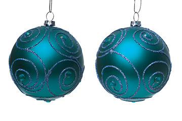 Image showing Blue christmas balls