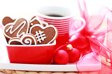 Image showing coffe with gingerbreads