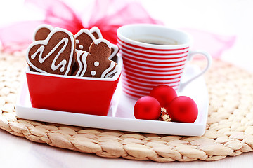 Image showing coffe with gingerbreads