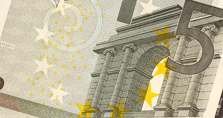 Image showing Uncirculated 5 Euro Banknote Close up