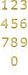 Image showing 3d golden numbers with reflection