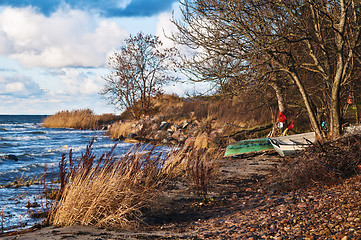 Image showing  Fishing boats on coast of Baltic sea 