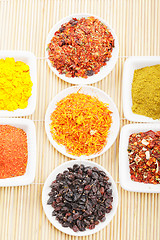 Image showing Spices in a rows on mat