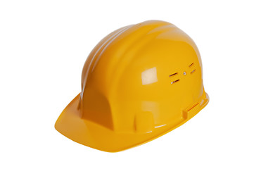 Image showing  Yellow helmet of the builder on a white background