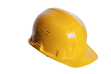 Image showing  Yellow helmet of the builder on a white background