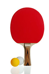 Image showing Table tennis racket and ball isolated on white background 