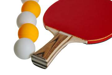 Image showing Table tennis racket and ball isolated on white background 