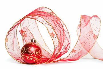 Image showing Christmas Ribbon and Bauble