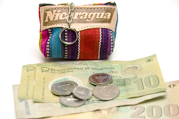 Image showing souvenir key chain change purse coins made in Nicaragua