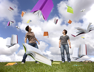 Image showing Rain of books