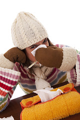 Image showing woman with flu symptoms