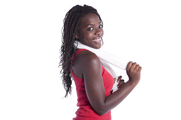 Image showing African woman after her exercise