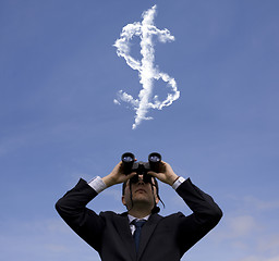 Image showing Businessman looking for fortune