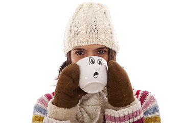 Image showing woman with flu symptoms