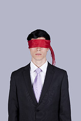 Image showing blindfold businessman