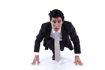 Image showing Businessman ready to start running