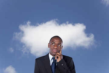 Image showing African businessman thinking