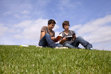 Image showing Studing in outdoor