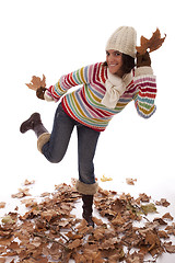 Image showing Fun at autumn season