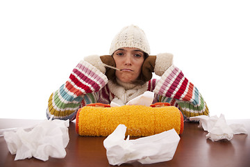 Image showing woman with flu symptoms