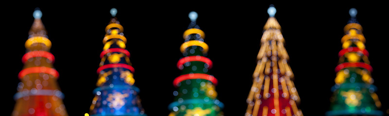 Image showing Five christmas tree in the night