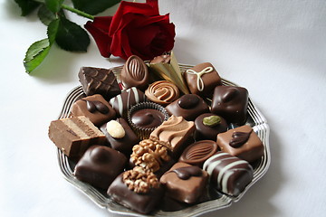 Image showing Rose and chocolates